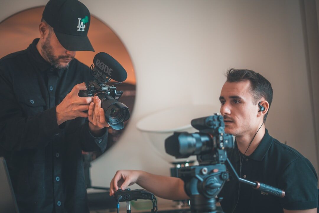 Professional interview session with microphone and guest