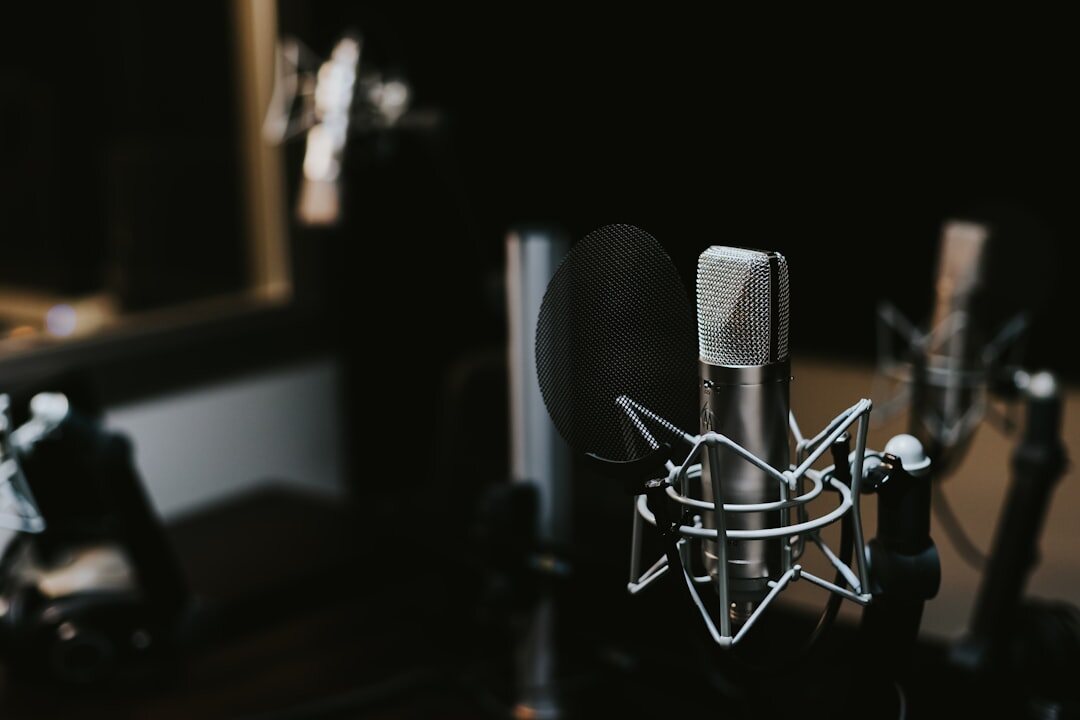 Podcast recording setup with microphone